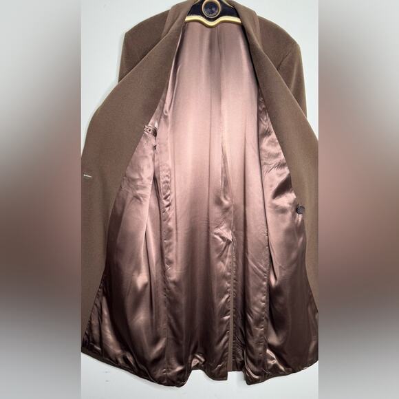 Perry Ellis Vintage Mens Brown Long Overcoat Topcoat - Picture 5 of 6